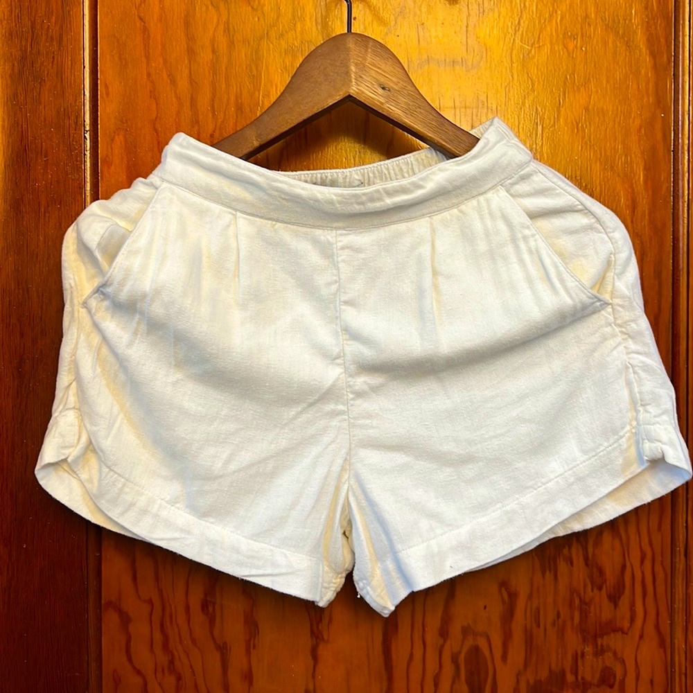 Linen-Blend Pull-On Abercrombie and Fitch Shorts WHITE XXS